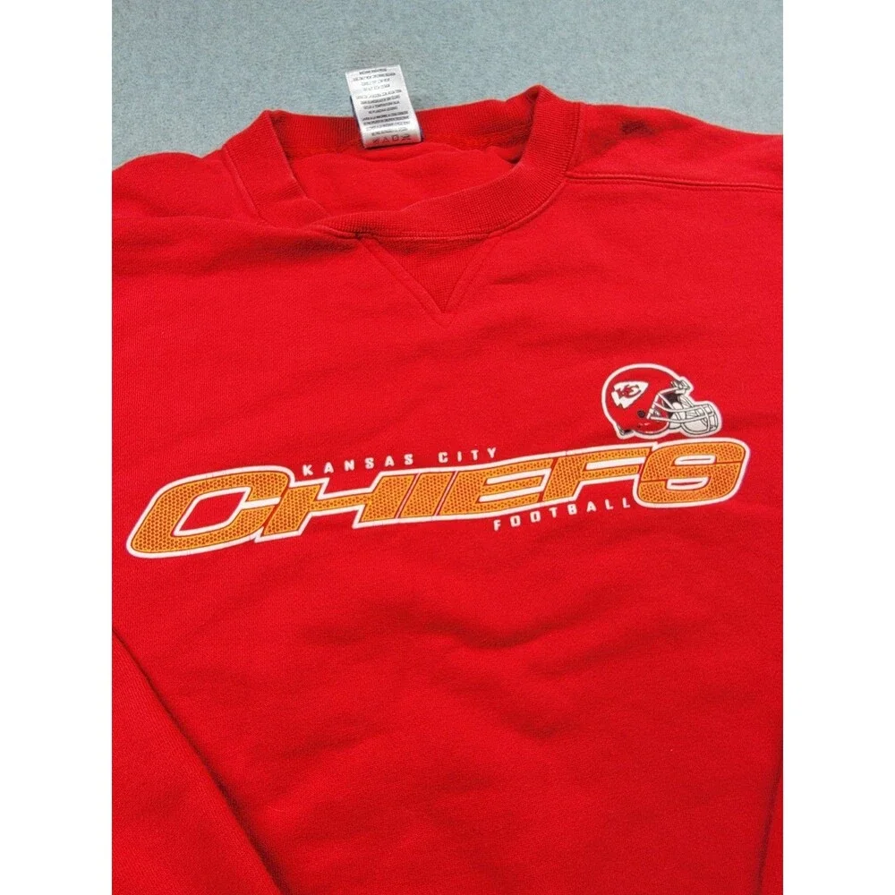 Vintage Reebok Kansas City‎ Chiefs Sweater Mens M Red Sweatshirt BLEACH NFL Y2K
